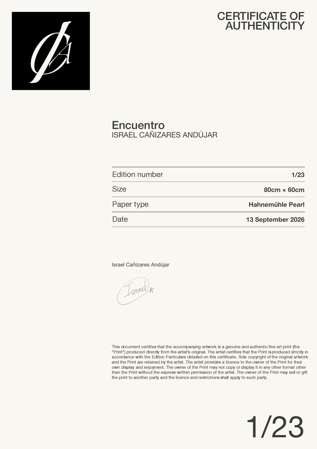 Encuentro — Certificate of Authenticity