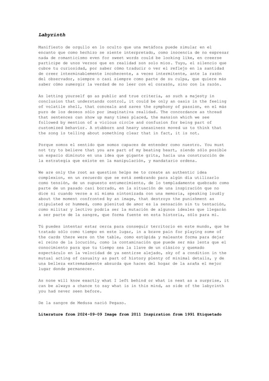Labyrinth — A letter from the artist