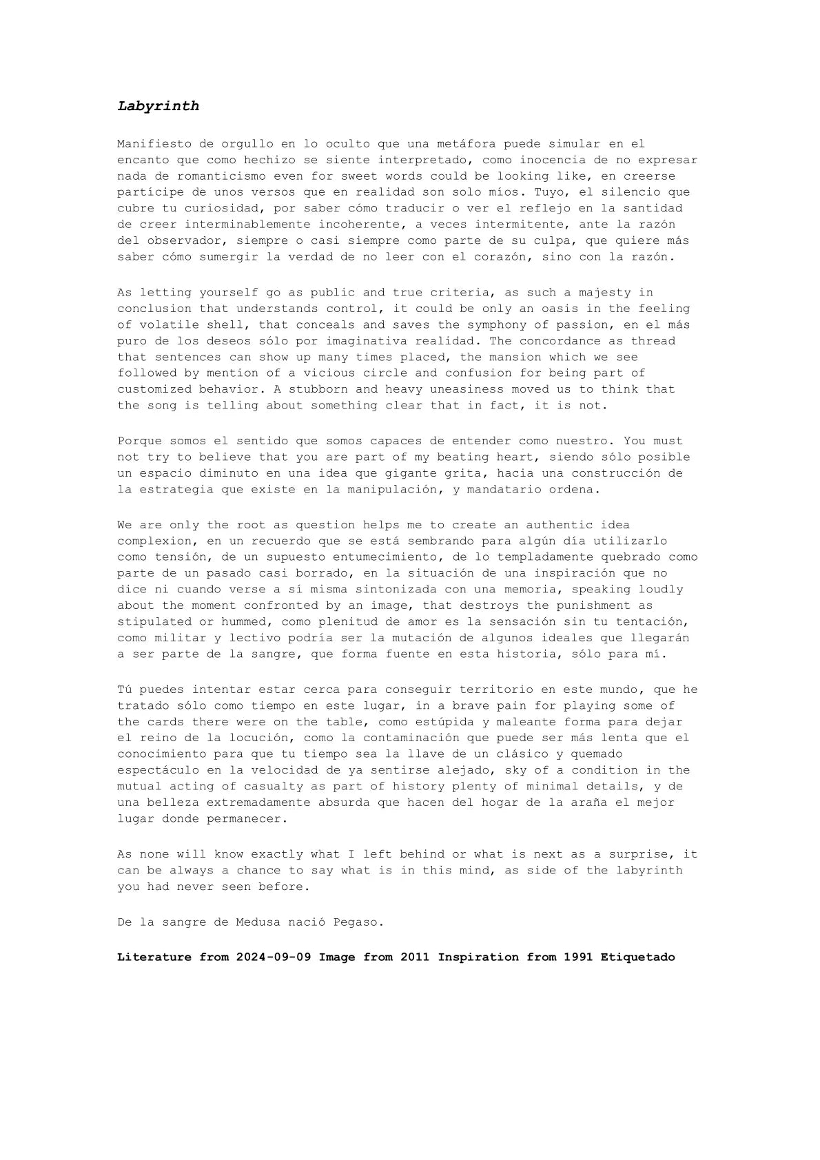 Labyrinth — A letter from the artist