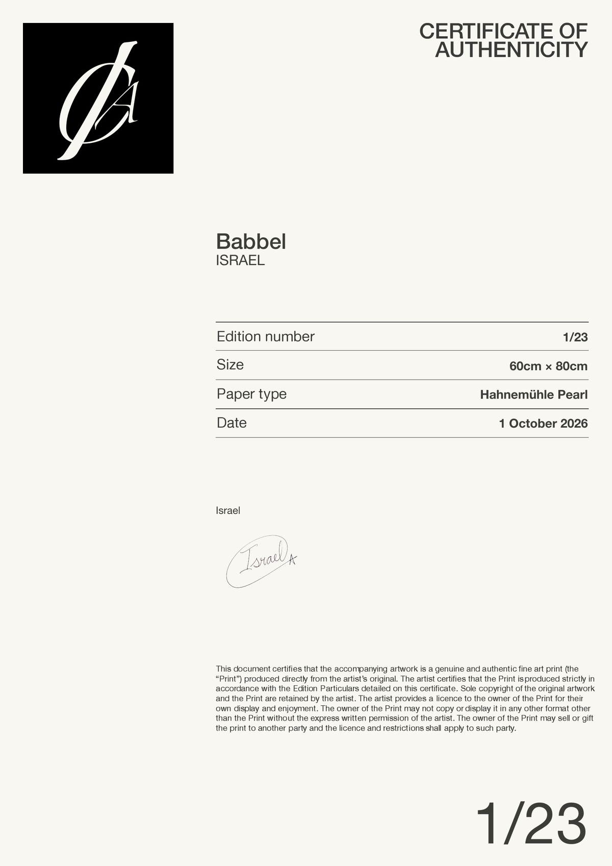 Babbel — Certificate of Authenticity