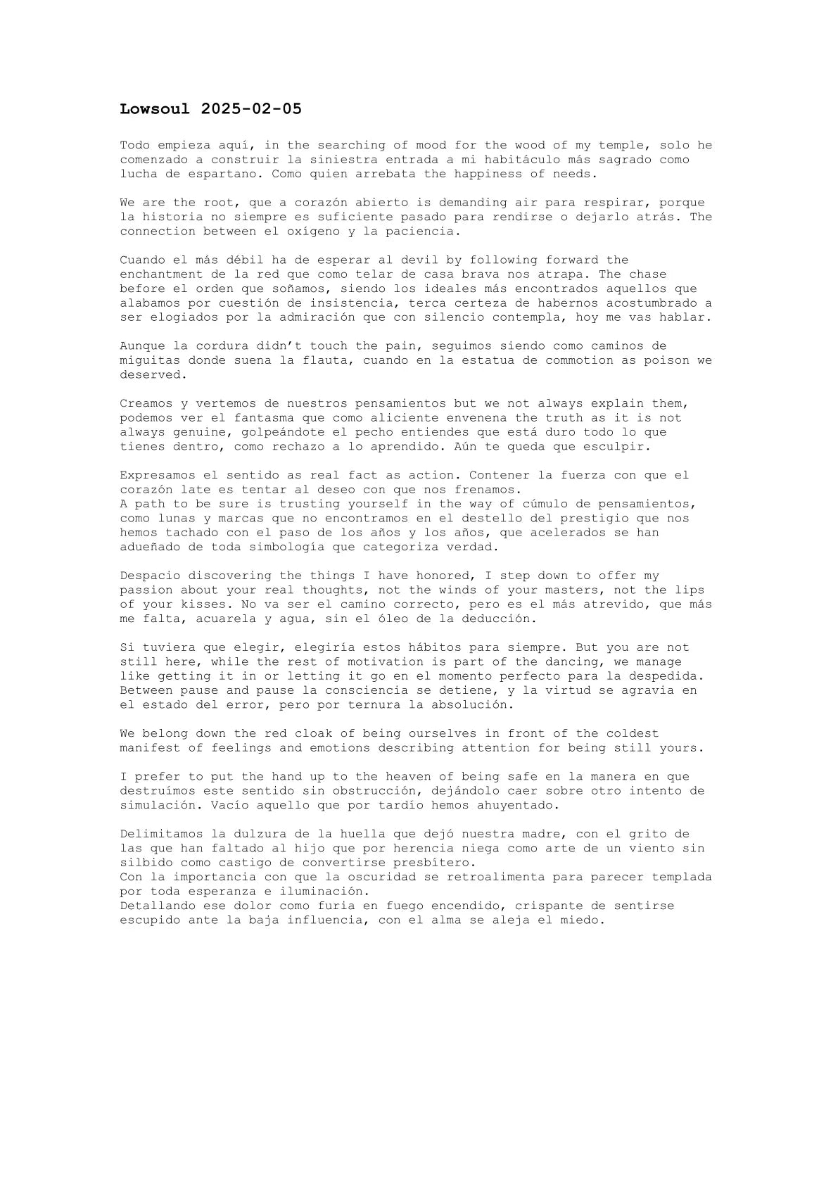 Lowsoul — A letter from the artist