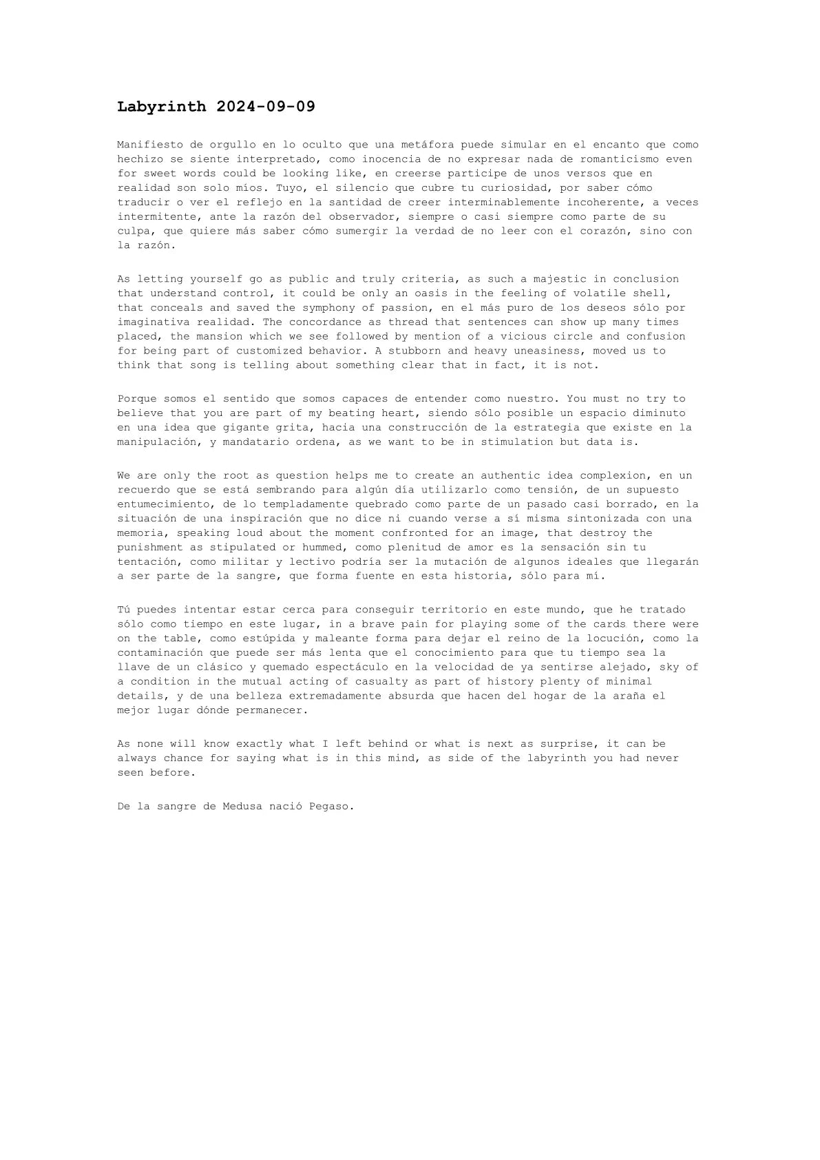 laberinto — A letter from the artist