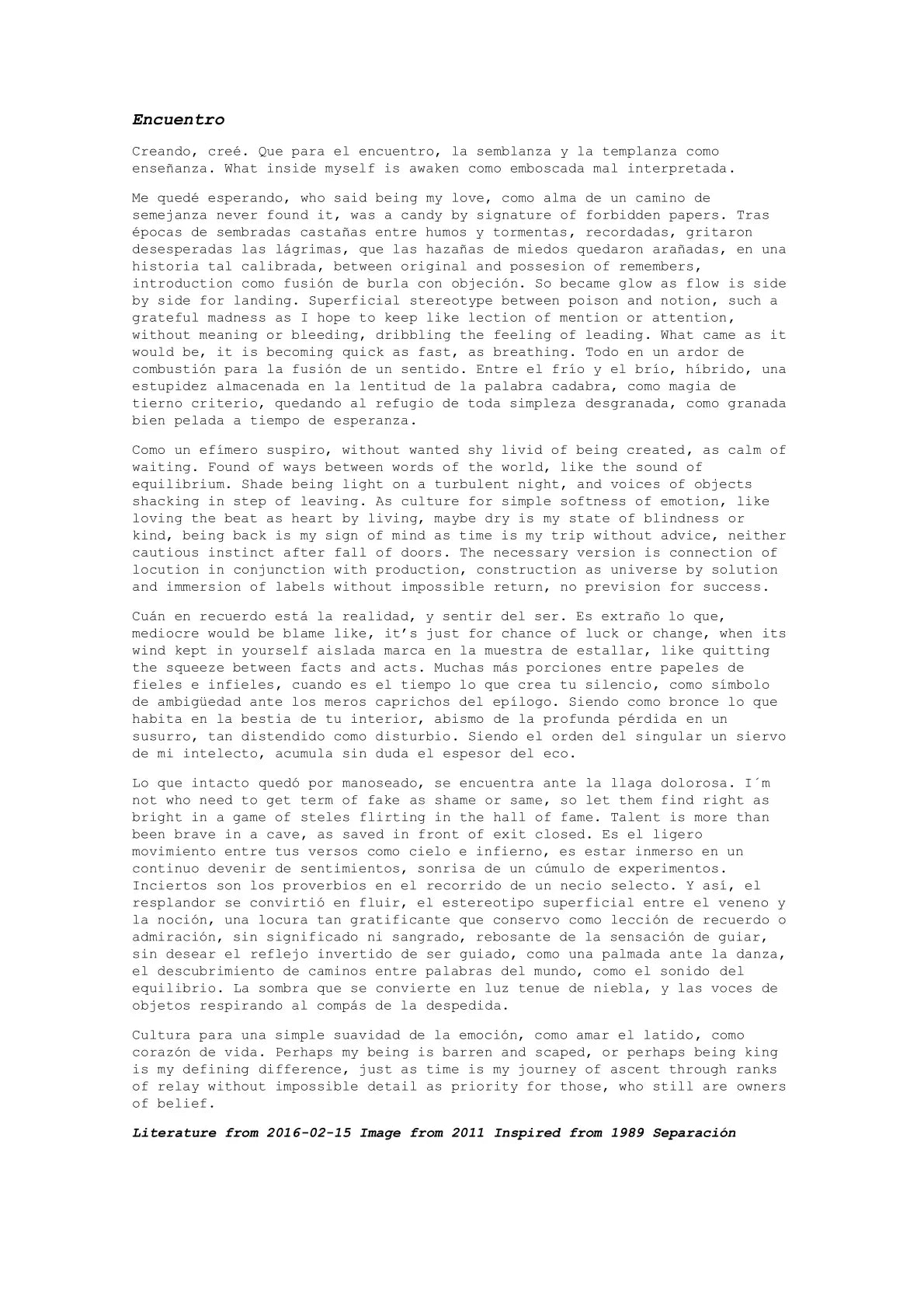 Encuentro — A letter from the artist