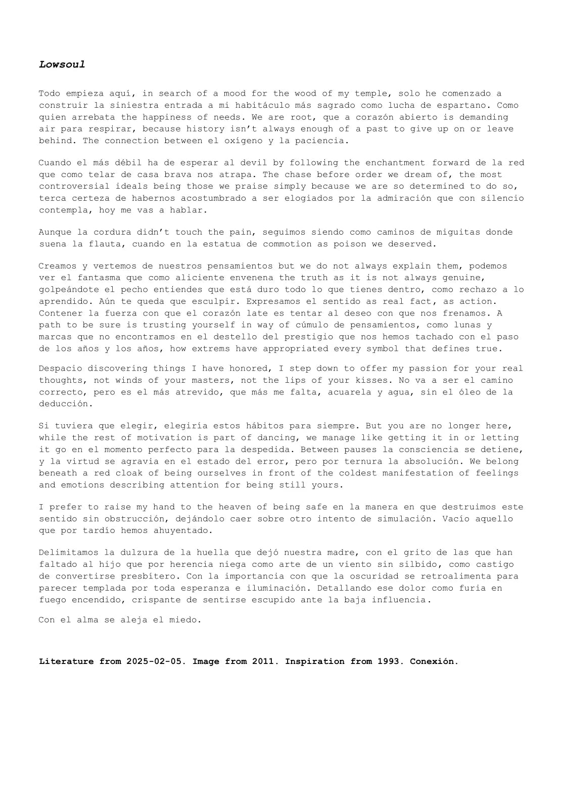 lowsoul — A letter from the artist