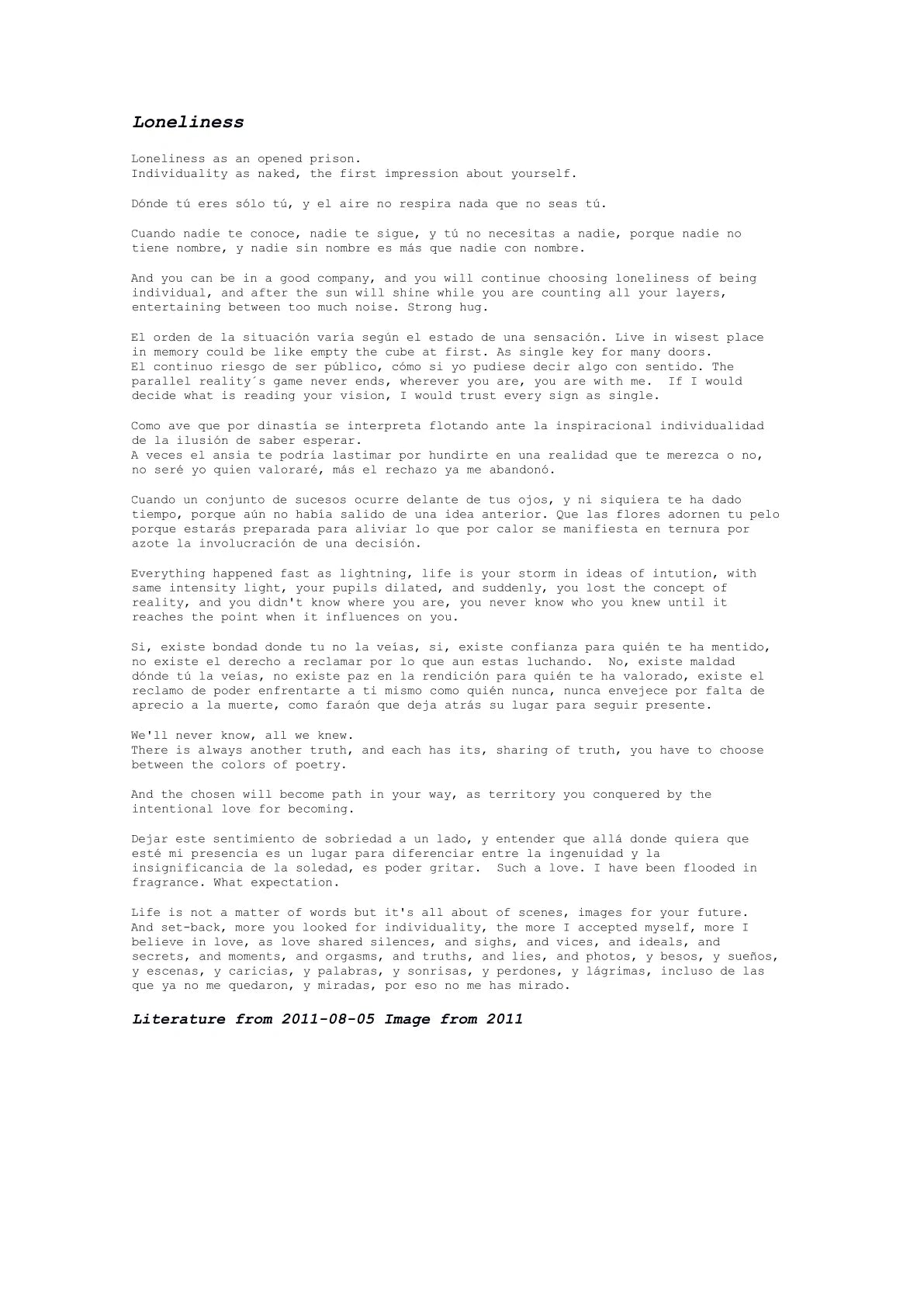 Loneliness — A letter from the artist