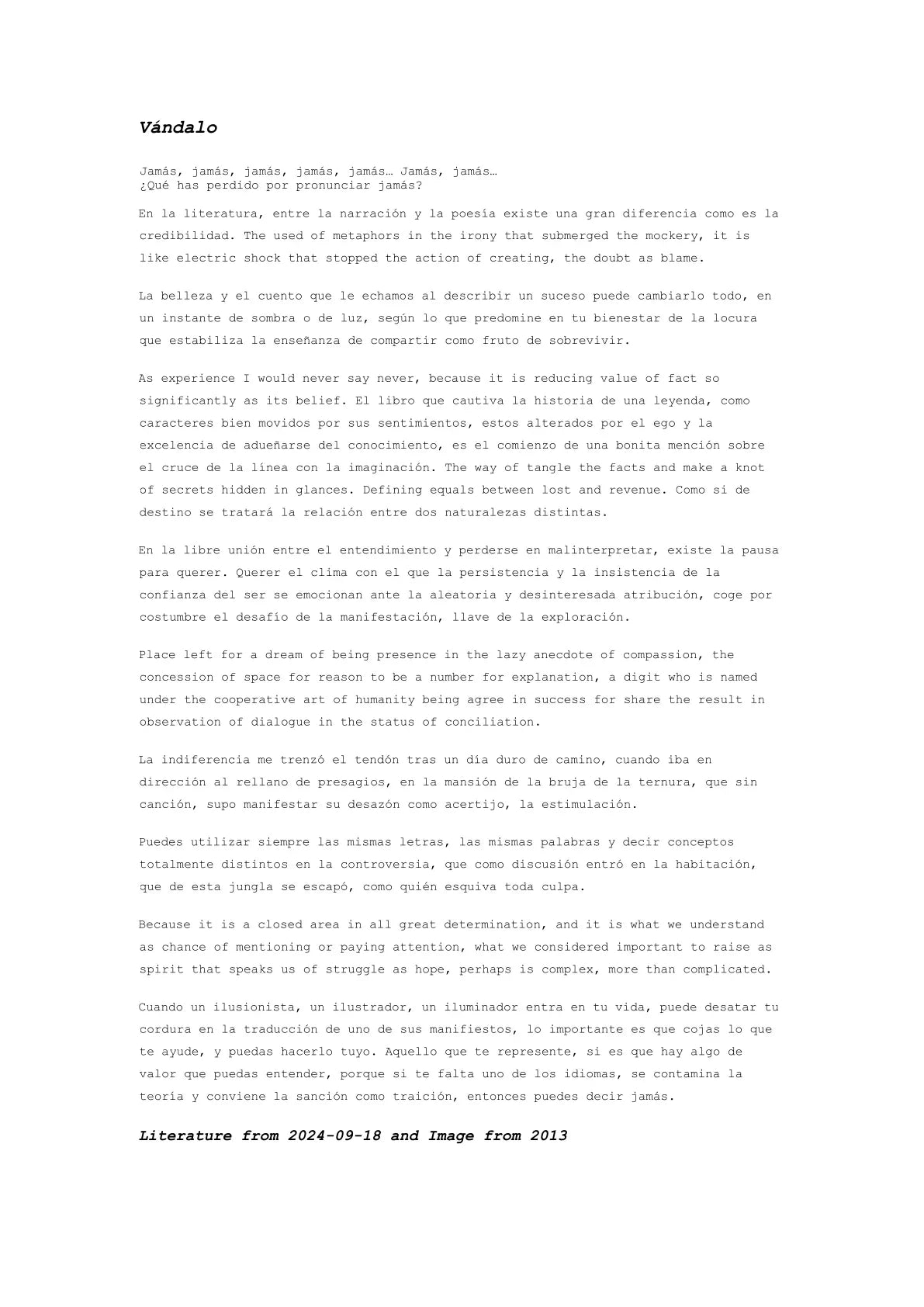 Vándalo — A letter from the artist