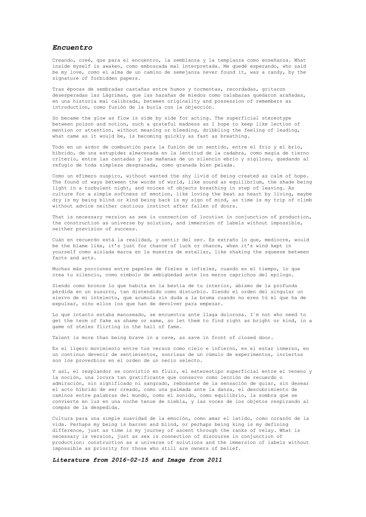 Encuentro — A letter from the artist