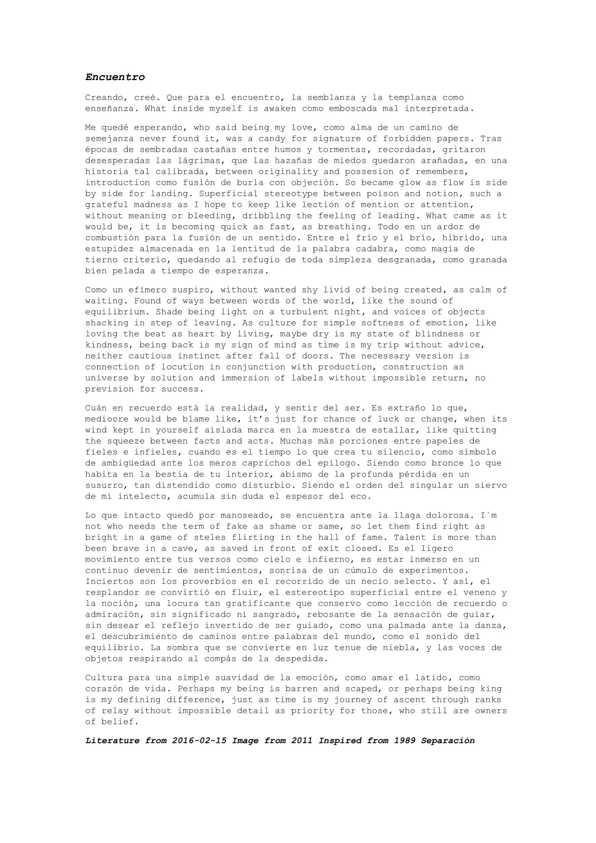Encuentro — A letter from the artist